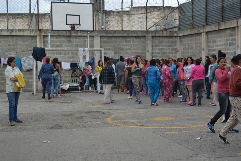 Women prisoners mingling in a Colombia