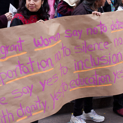 Immigrant women protesting