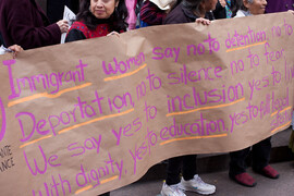 Immigrant women protesting