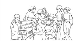 A diverse group of people raising funds for youth parks