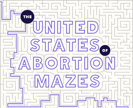 A screenshot from the site of the words "The United States of Abortion Mazes" etched into a maze
