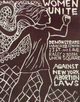 A poster of a woman with a cape and fist advertising a protest against abortion laws