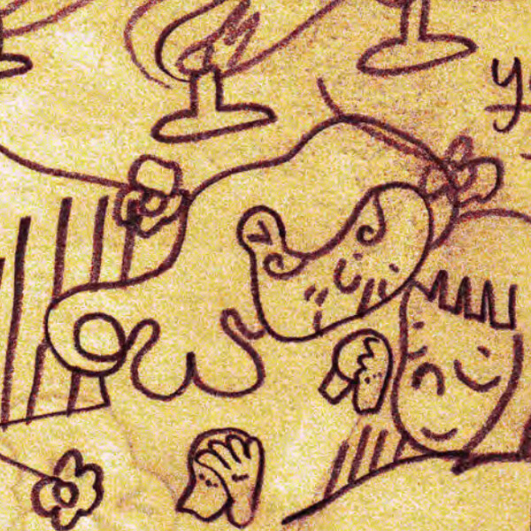 A comic drawing that appears to be two girls laying in a field of flowers