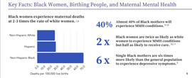 A screenshot from the fact sheet of the section entitled: "Key Facts: Black Women, Birthing People, and Maternal Mental Health"