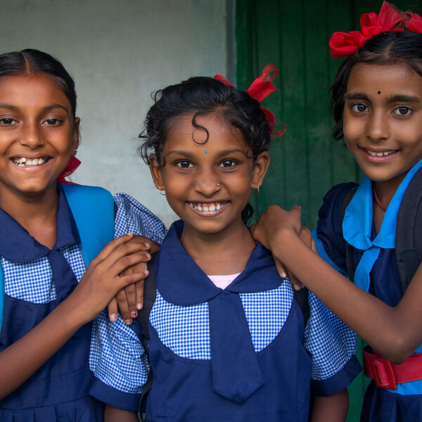 Three Indian school girls
