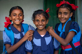 Three Indian school girls