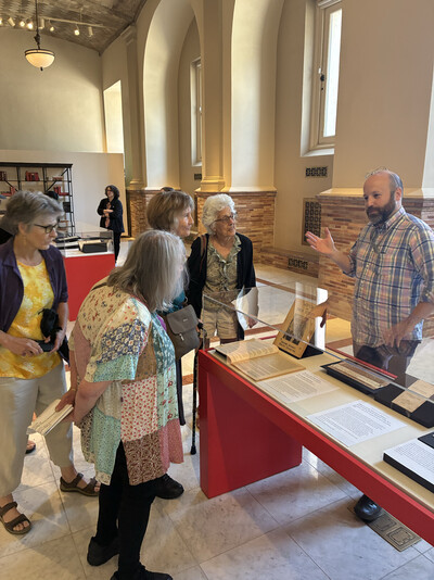 Founders visiting OBOS display at BPL