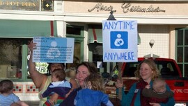 Breastfeeding protest outside California restaurant