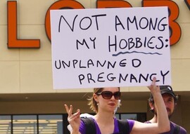 Hobby lobby protest by light brigading