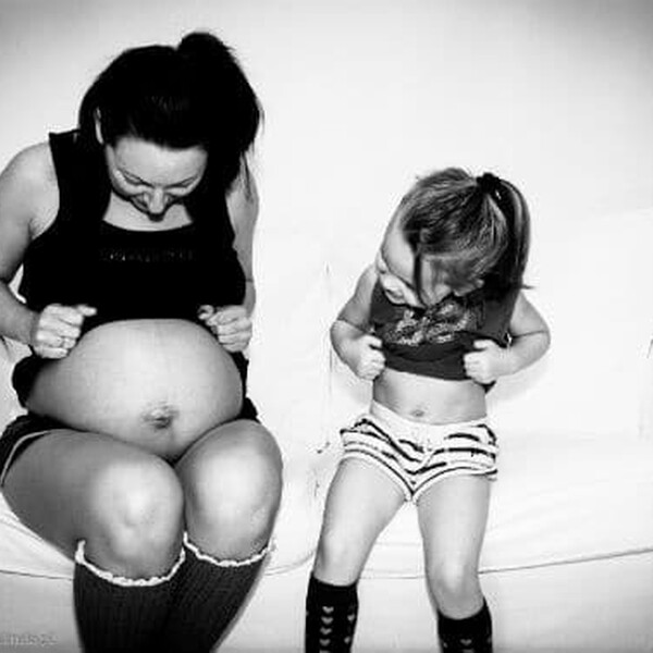 Pregnant woman and child