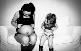Pregnant woman and child