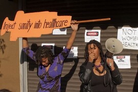 Protest outside fake clinic