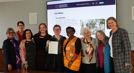 Celebration of the integration of Our Bodies Ourselves and Suffolk University.