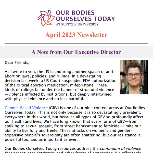 A screenshot of the OBOS 2023 April Newsletter.
