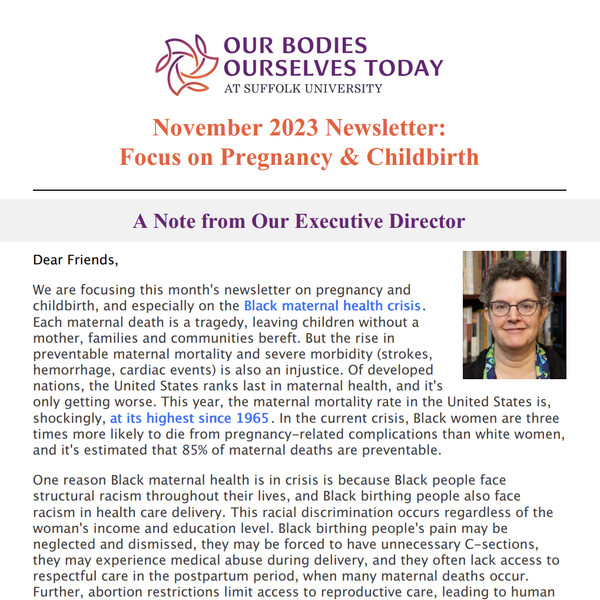 A screenshot of the OBOS 2023 November Newsletter.